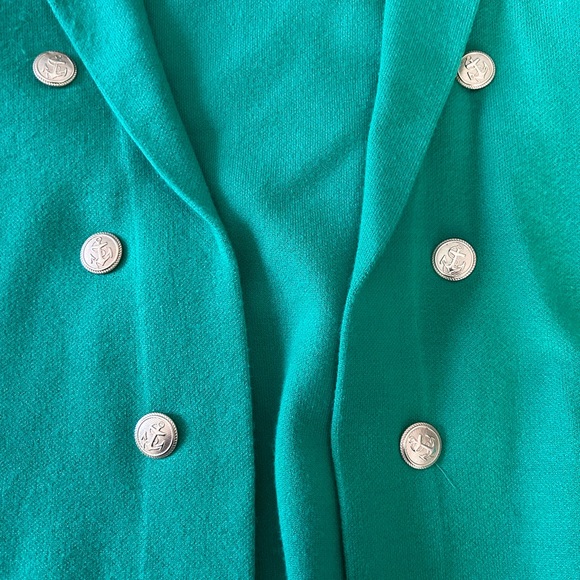Tahari Kelly Green cardigan with brass buttons NEW - Picture 5 of 14